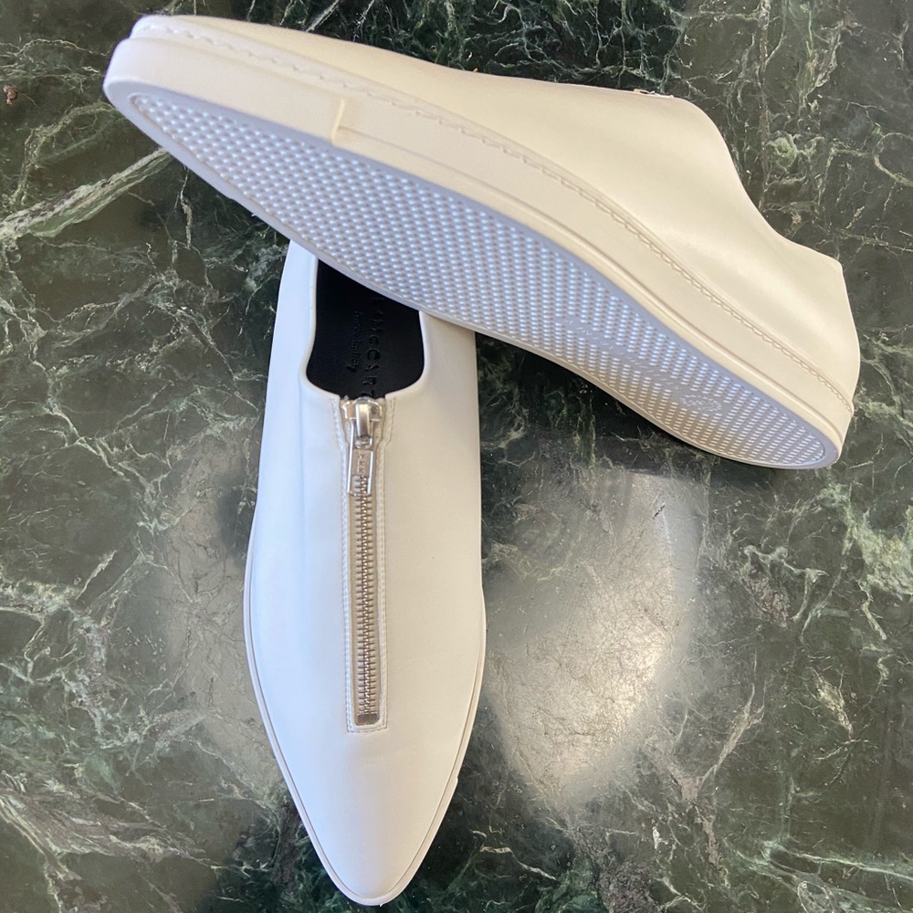 Stella McCartney White Zip Point Toe Flats